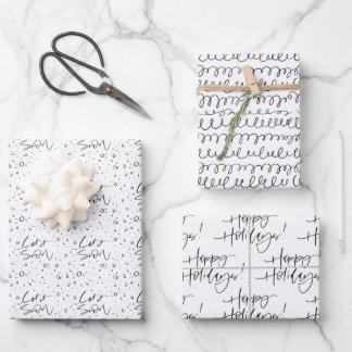 Simple Modern Calligraphy Holiday Wrapping Sheets
