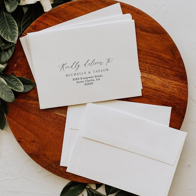 Simple Modern Calligraphy Kindly Deliver To Envelope (Wedding Envelope Template)