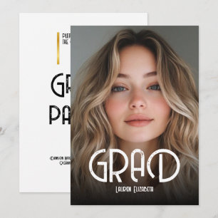 Simple Modern Calligraphy Photo Graduation Invitat Invitation