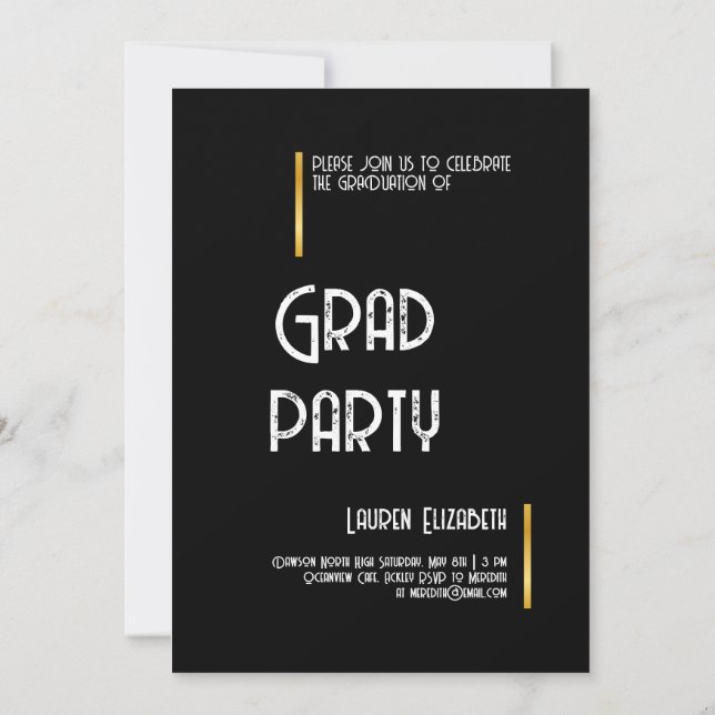 Simple Modern Calligraphy Photo Graduation Invitat Invitation (Back)