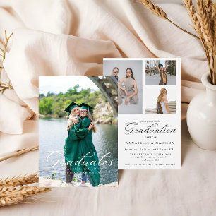 Simple Modern Calligraphy Photo Graduation Invitation
