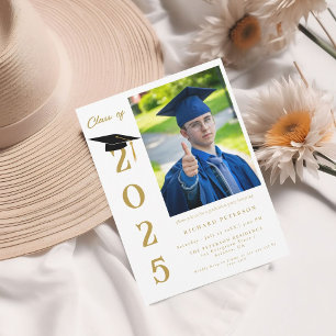Simple Modern Calligraphy Photo Graduation Invitation