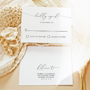 Simple Modern Calligraphy RSVP Postcard