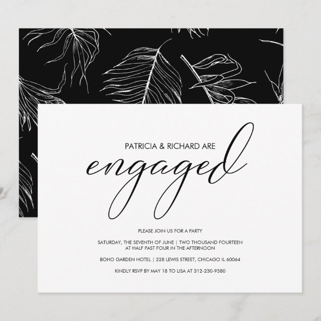 Simple Modern Calligraphy Script Engagement Party  Invitation (Front/Back)