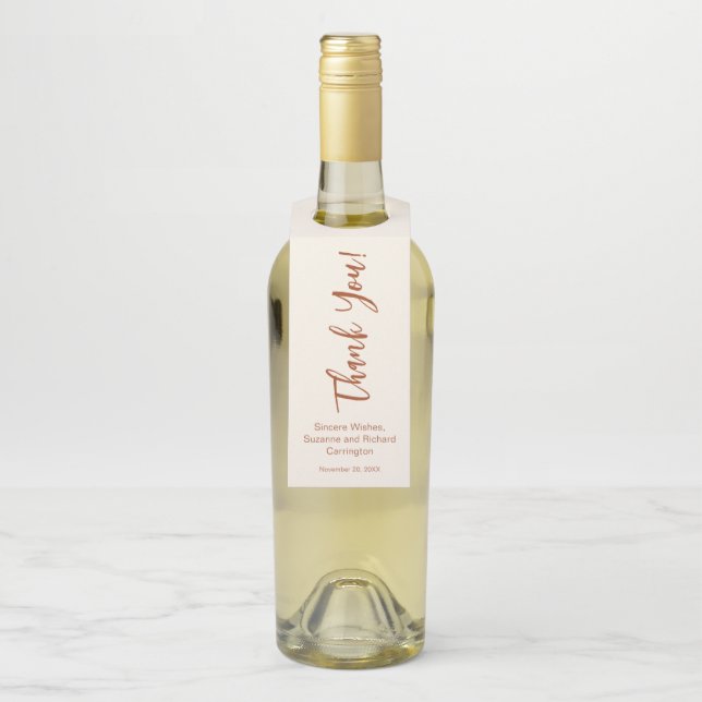 Simple Modern Calligraphy Thank You. Bottle Tag (On Bottle)