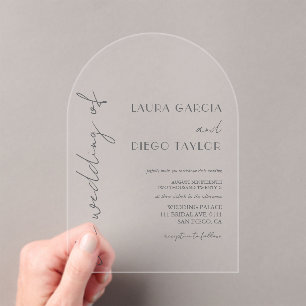 Simple Modern Calligraphy Wedding Acrylic Invitations