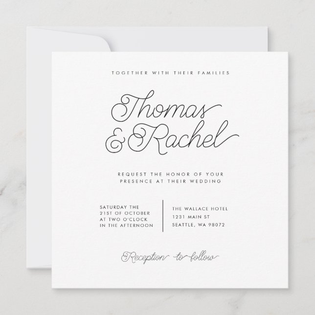 Simple Modern Calligraphy Wedding Invitation (Front)