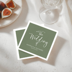 Simple Modern Calligraphy Wedding  Napkin