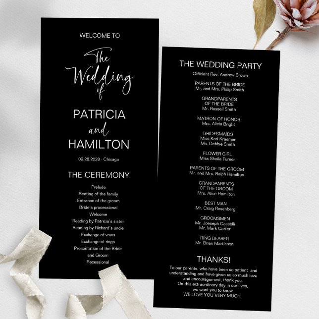 Simple Modern Calligraphy Wedding Program (Creator Uploaded)