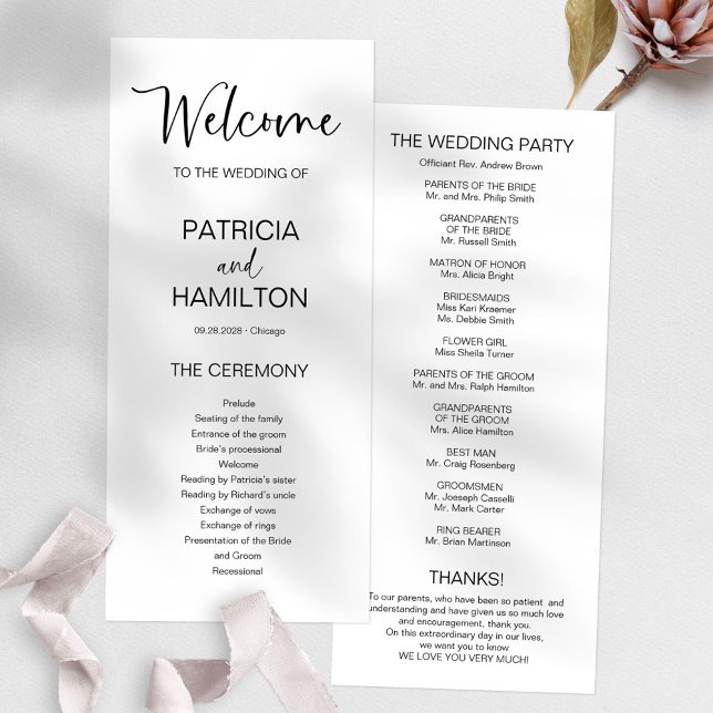Simple Modern Calligraphy Wedding Program (Creator Uploaded)