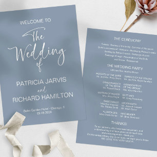 Simple Modern Calligraphy Wedding Program Invitation
