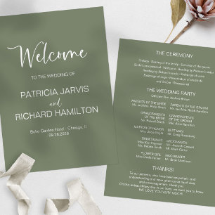 Simple Modern Calligraphy Wedding Program Invitation