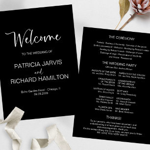 Simple Modern Calligraphy Wedding Program Invitation
