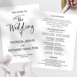 Simple Modern Calligraphy Wedding Program Invitation
