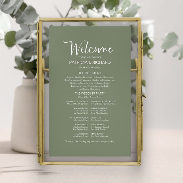 Simple Modern Calligraphy Wedding Program Sign (Creator Uploaded)