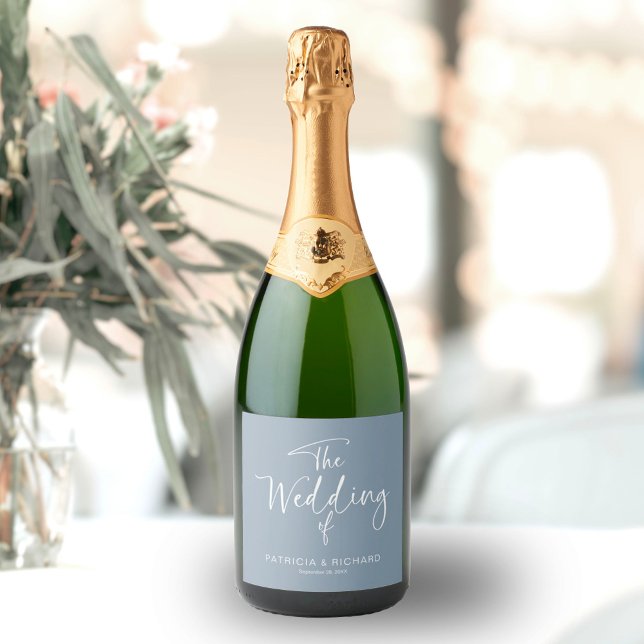 Simple Modern Calligraphy Wedding  Sparkling Wine Label (Creator Uploaded)
