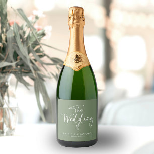 Simple Modern Calligraphy Wedding Sparkling Wine Label