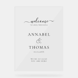 Simple Modern Calligraphy "Welcome"  Wedding Acrylic Sign
