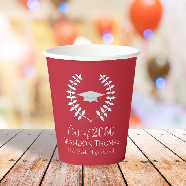 Simple Modern Cardinal Red Graduation Party Paper Cups (Creator Uploaded)