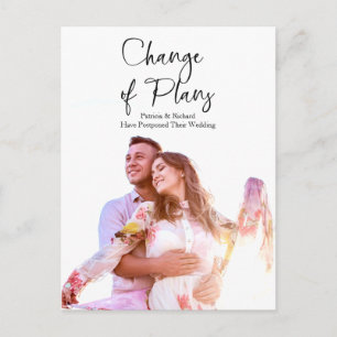 Simple Modern Change Of Plans Wedding Postponed Postcard