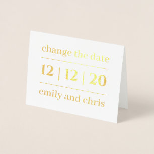 Simple Modern Change the Date Wedding Gold Foil Card