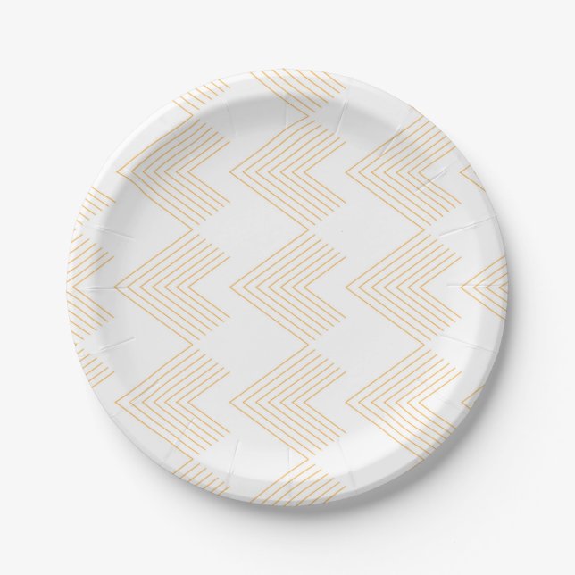 Simple, modern chevron arrow shape graphic pattern paper plate (Front)