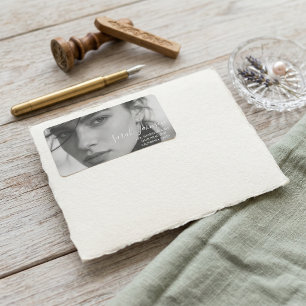 Simple modern chic black and white photo custom label