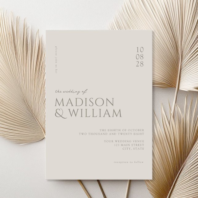 Simple Modern Chic Champagne Wedding Invitation (Creator Uploaded)