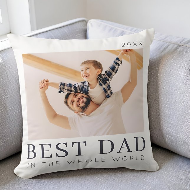 Simple Modern Chic Custom Best Dad Photo Cushion (Creator Uploaded)