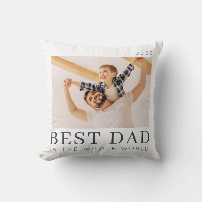 Simple Modern Chic Custom Best Dad Photo Cushion (Front)