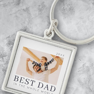 Simple Modern Chic Custom Best Dad Photo Key Ring