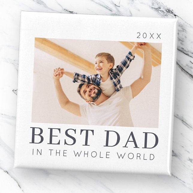 Simple Modern Chic Custom Best Dad Photo Magnet (Creator Uploaded)