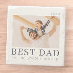 Simple Modern Chic Custom Best Dad Photo Stone Coaster<br><div class="desc">Design is composed of modern chic typography with sans serif and serif font.</div>