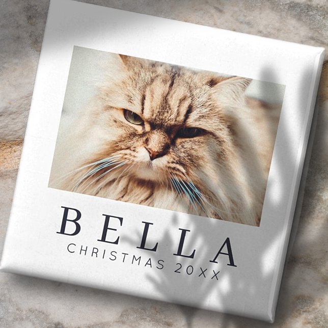 Simple Modern Chic Custom Family Pet Photo Holiday Magnet (Creator Uploaded)