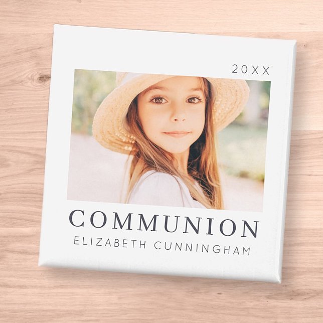 Simple Modern Chic Custom First Communion Photo Magnet (Creator Uploaded)