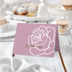 Simple Modern Chic Pink Rose Thank You Card