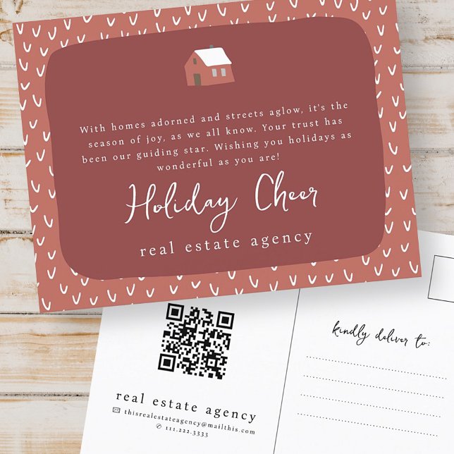 Simple Modern Chic Real Estate Business Holiday Postcard (Creator Uploaded)