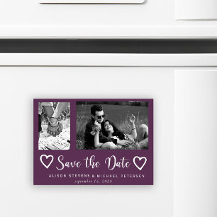 Simple modern chic script wedding photo save date magnetic invitation