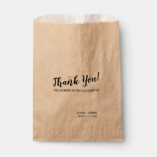 Simple Modern Chic Thank You Script Wedding Treat Favour Bags