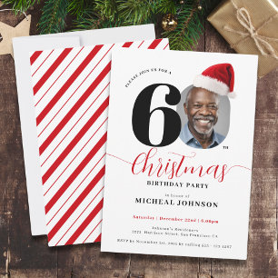 Simple Modern Christmas 60th Birthday Party Invitation