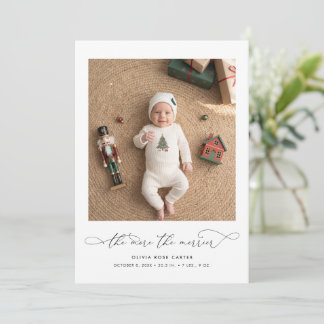Simple Modern Christmas Baby Photo Announcement