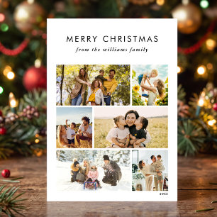Simple Modern Christmas Family Photo Collage Holiday Card
