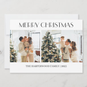 Simple Modern Christmas Family Two Photo Holiday Card