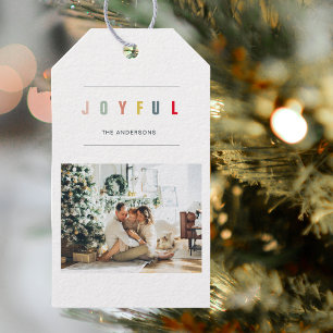 Simple Modern Christmas Photo Joyful Holiday Gift Tags