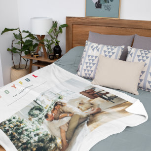 Simple Modern Christmas Photo   Joyful Holiday Sherpa Blanket