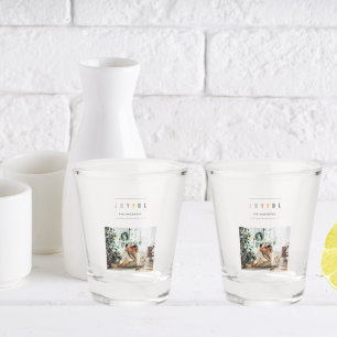 Simple Modern Christmas Photo   Joyful Holiday Shot Glass