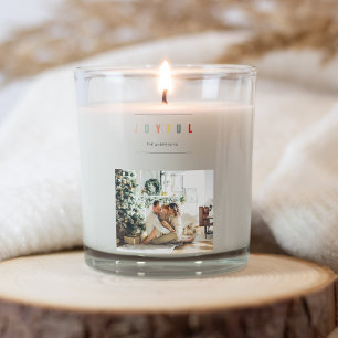 Simple Modern Christmas Photo Joyful Holiday Square Sticker