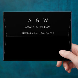 Simple Modern Classic Black Wedding Envelope