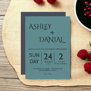 Simple Modern Classic Formal Elegant Chic Wedding Invitation