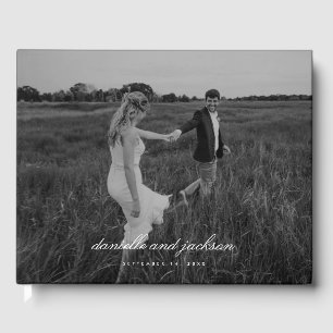 Simple Modern Classic Script Full Photo Wedding Guest Book